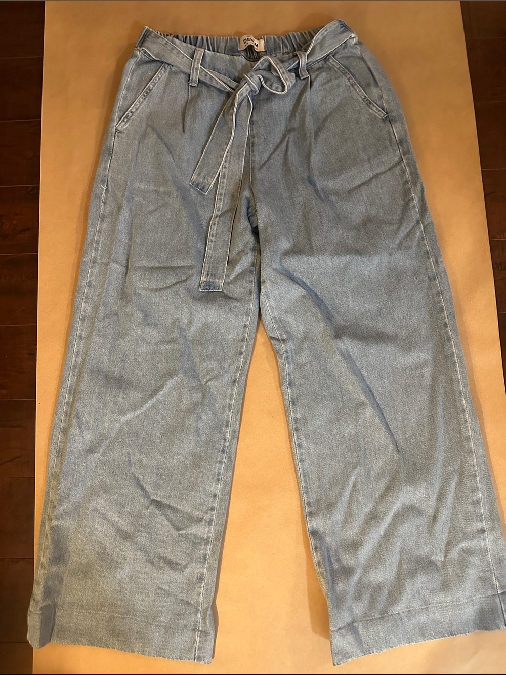 New Look Light Blue Wide-Leg Tie Belt Jeans